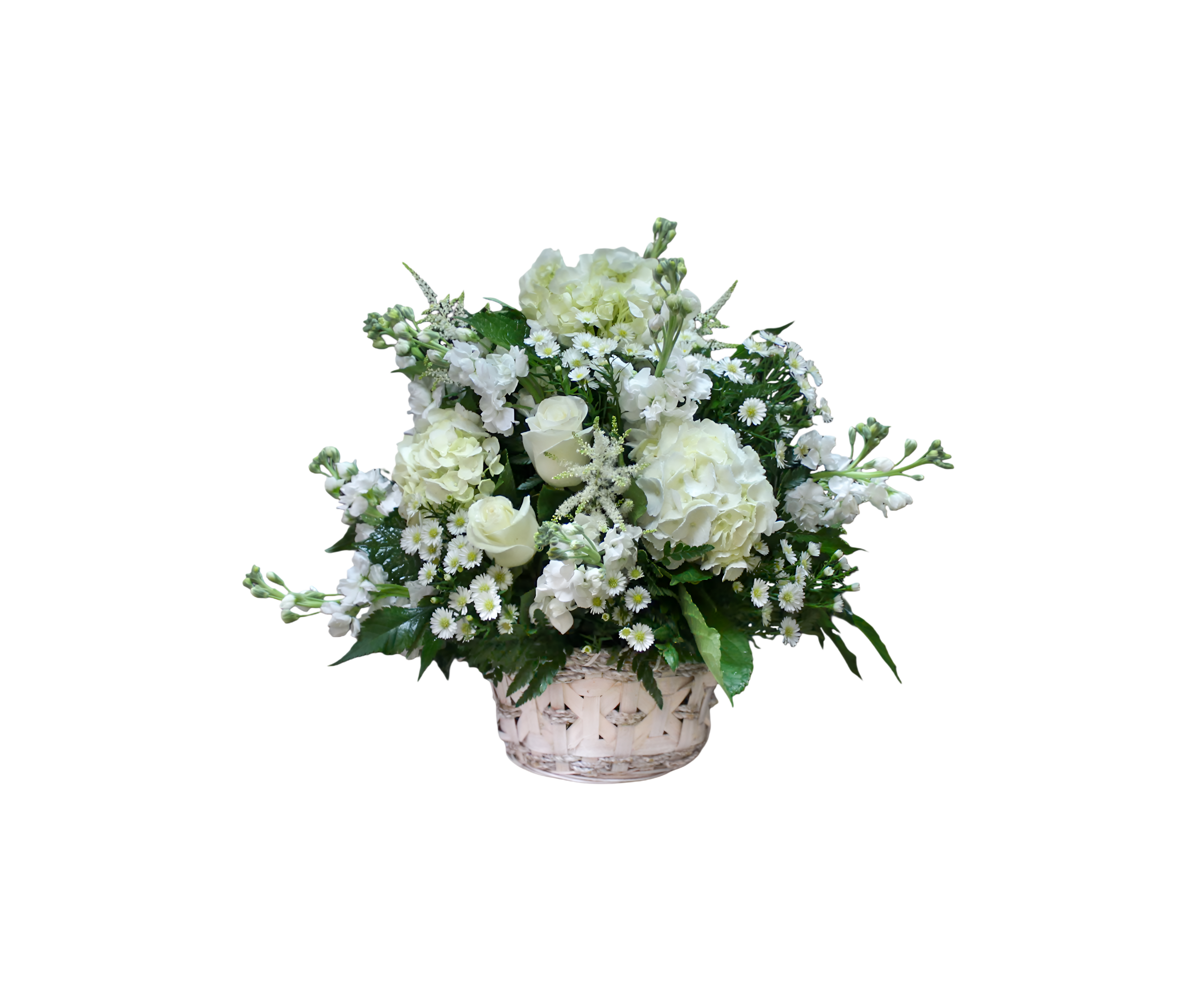 AF-6 Arreglo de rosas, hortensias, stocks y montecasino