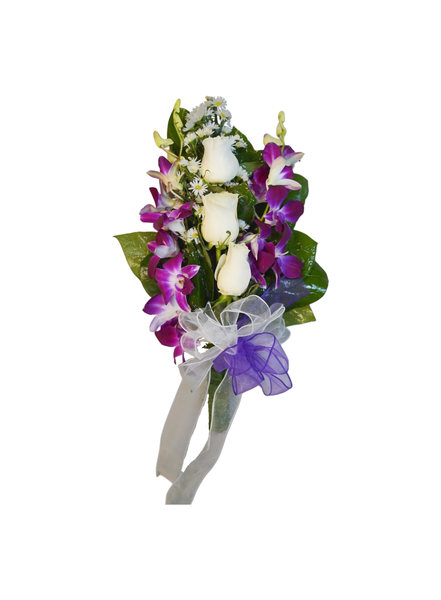 Ramo para las manos de rosas y orquideas