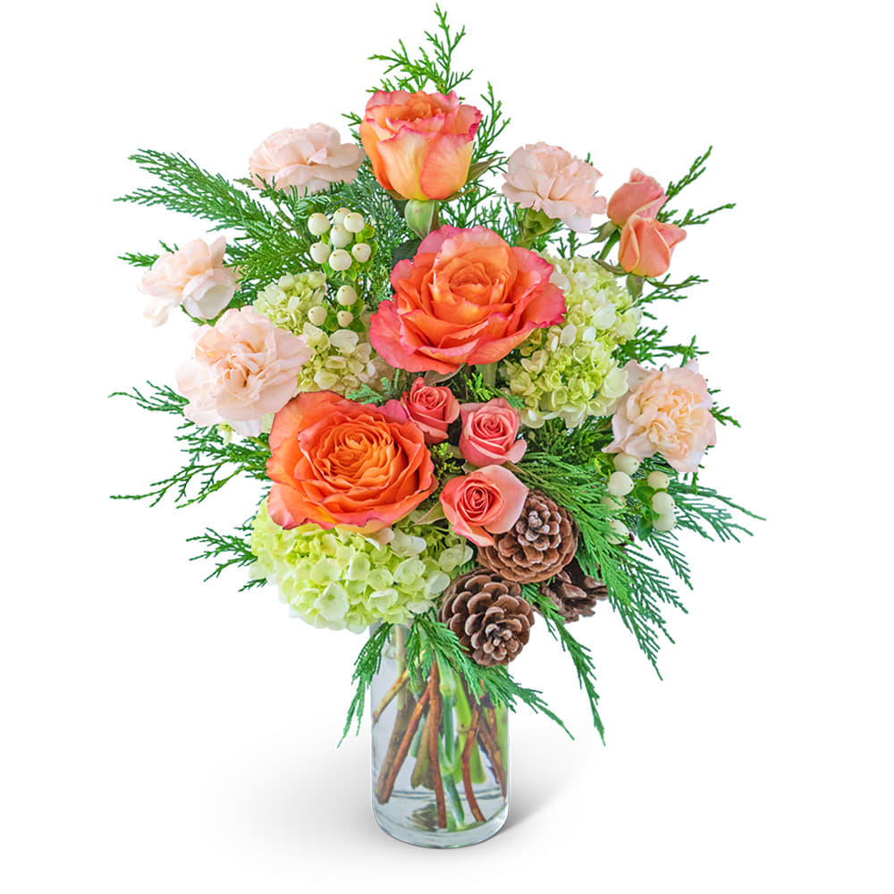 Frosted Peach Glow Flower Bouquet