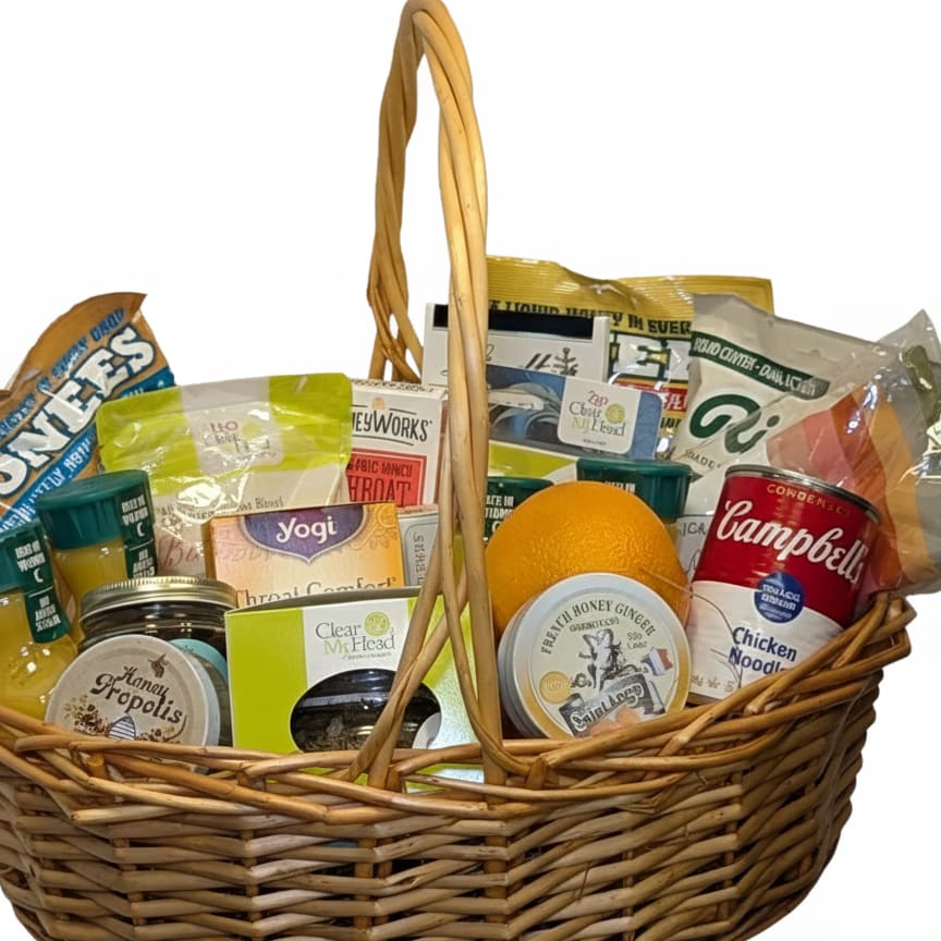 Warmth & Wellness Recovery Basket Flower Bouquet