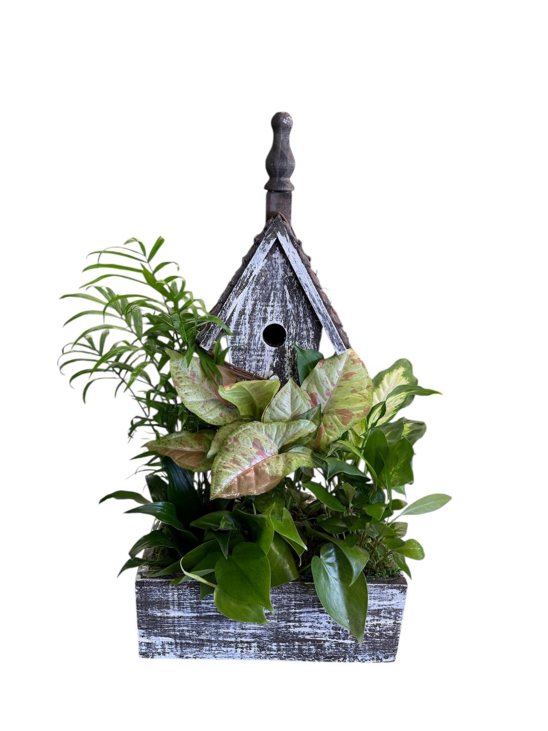 Birdhouse Planter Flower Bouquet