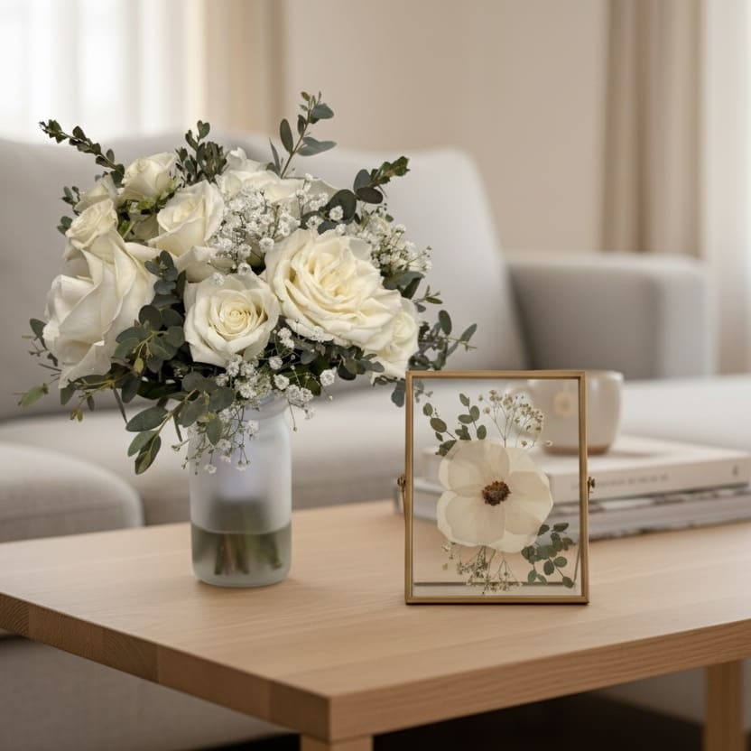 Framed Pressed Flowers Flower Bouquet