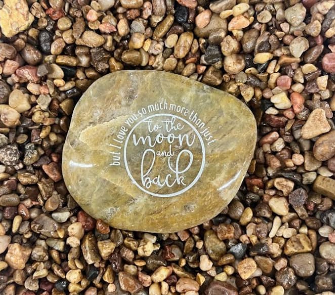 “But I Love You So Much More Than Just To The Moon And Back” Karmic Stone Flower Bouquet