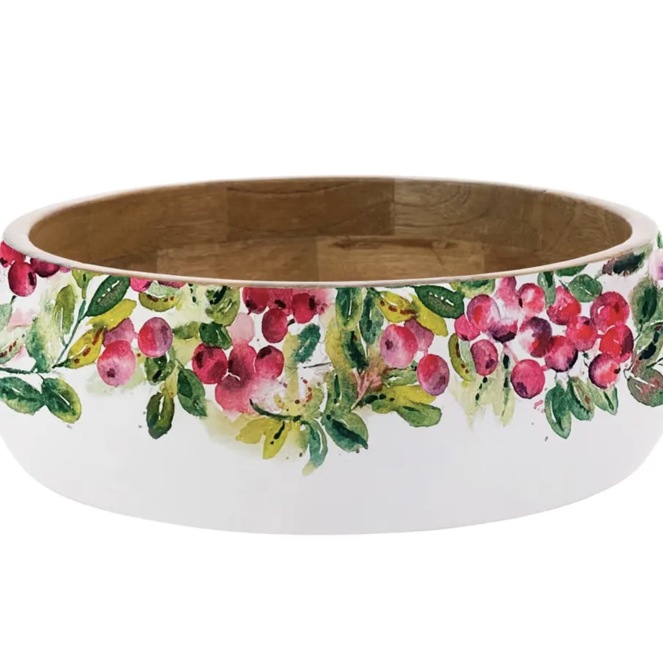 Cranberry Wreath Mango Wood Bowl
