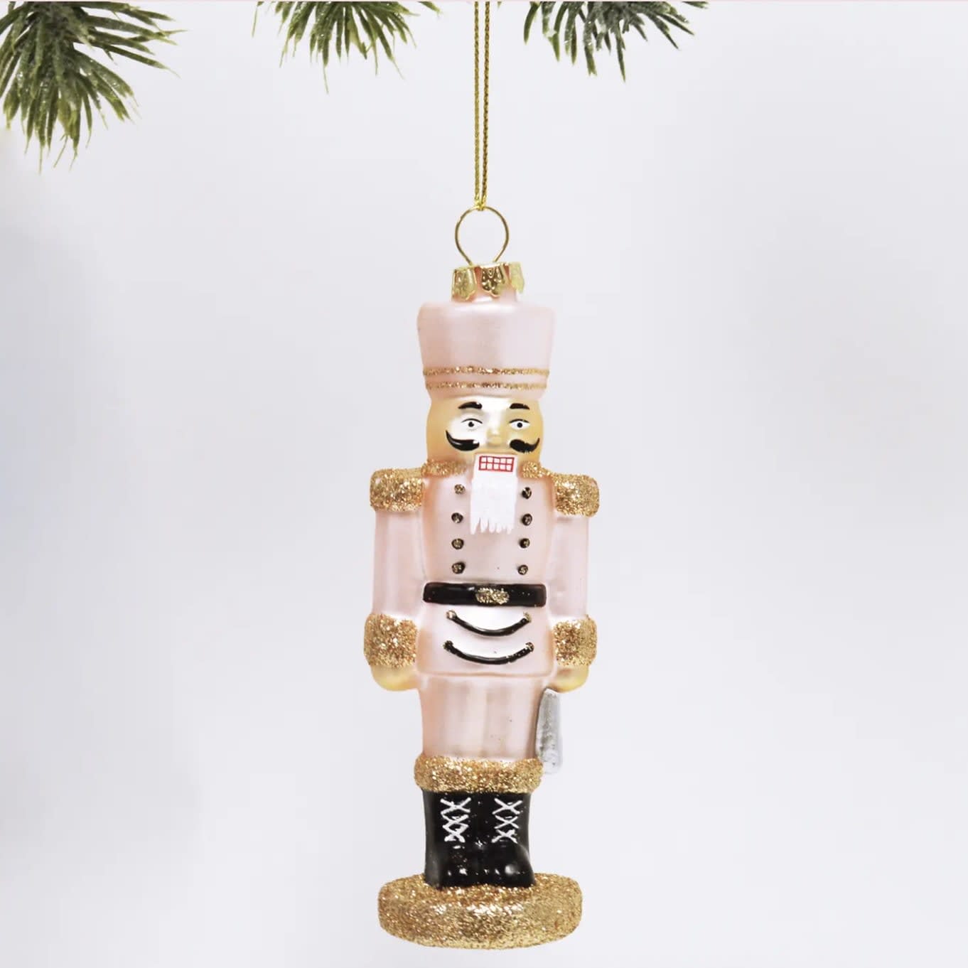 Pink Nutcracker Glass Ornament