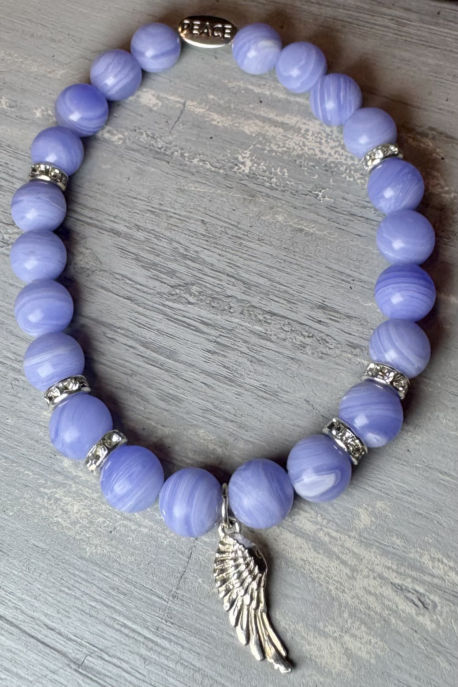 Blue Lace Agate Angel Wing Bracelet