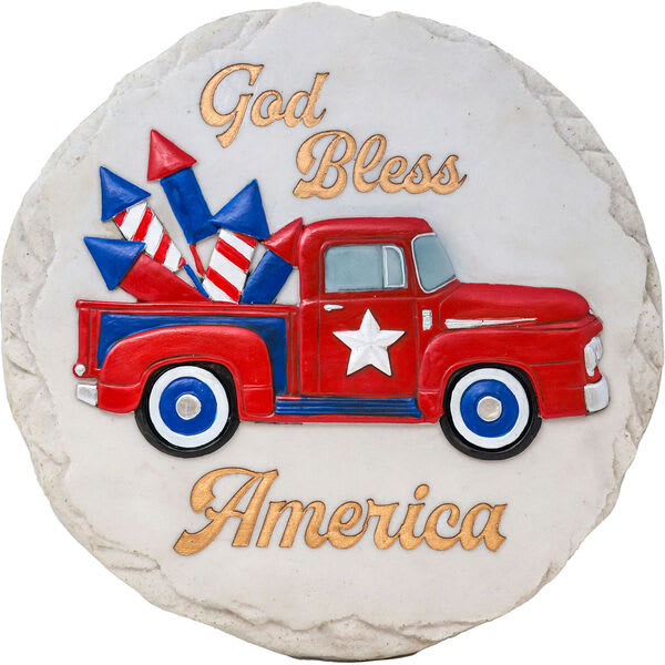 God Bless American Truck Stepping Stone
