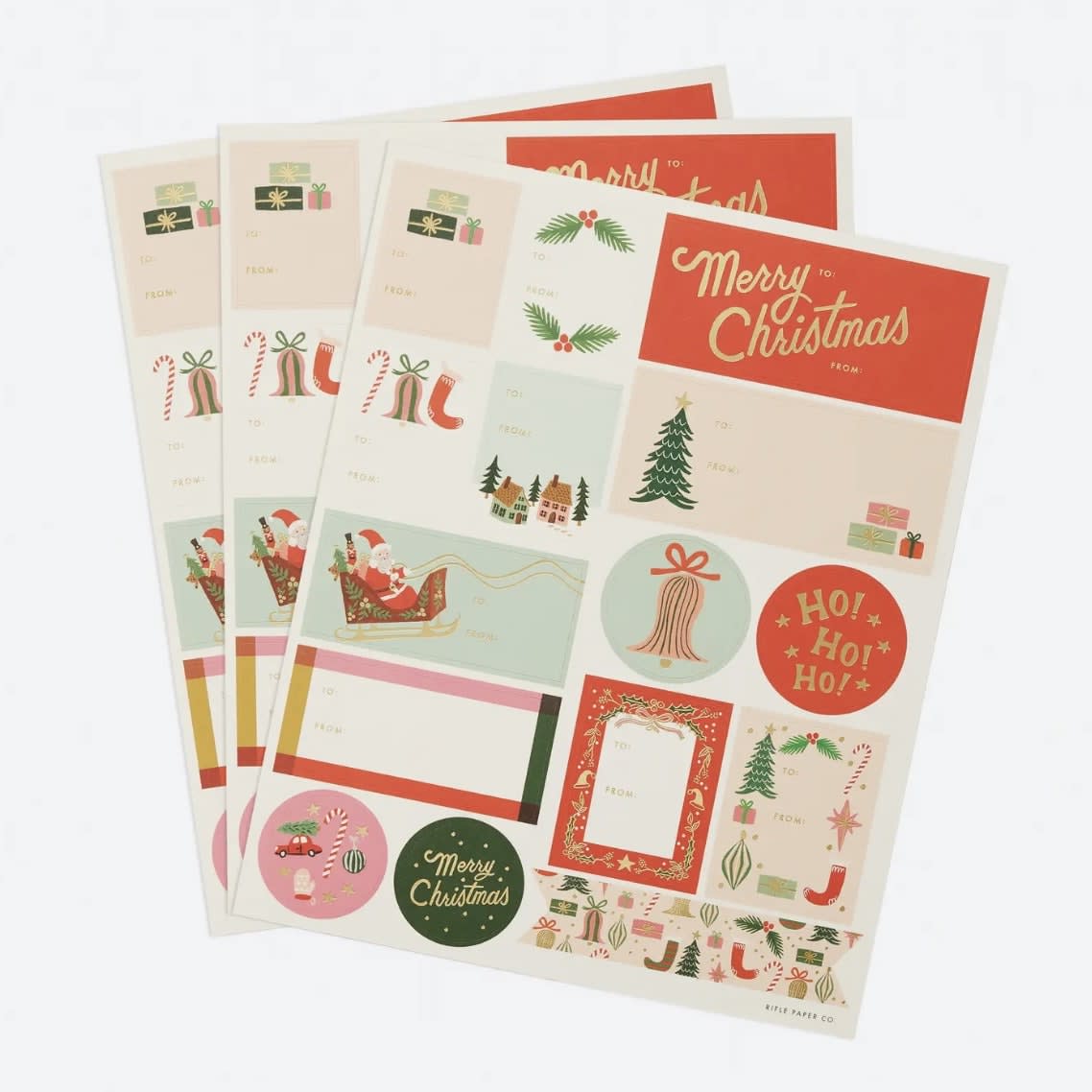Pack of 3 Deck the Halls Stickers & Labels