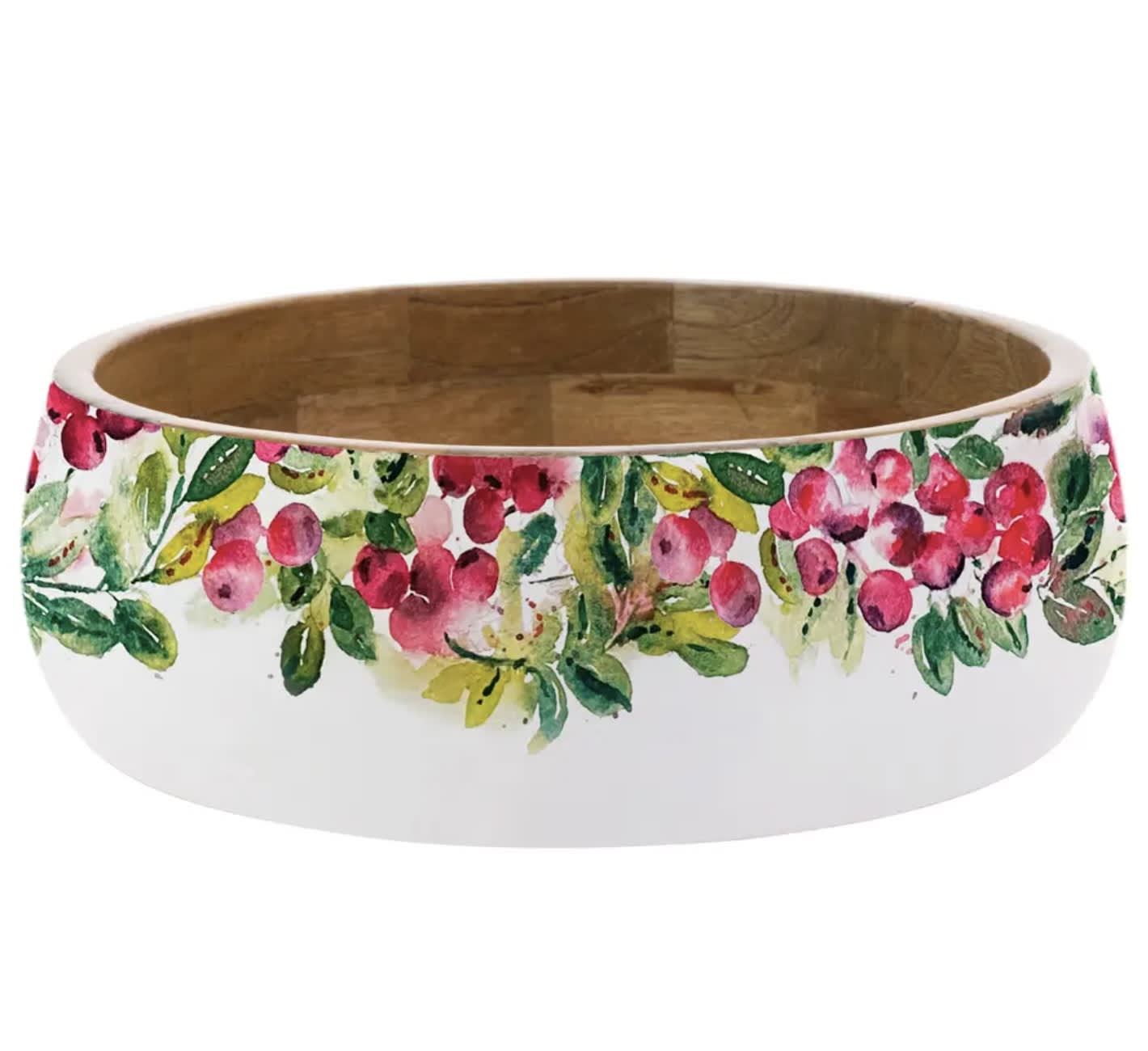 Cranberry Wreath Mango Wood Bowl