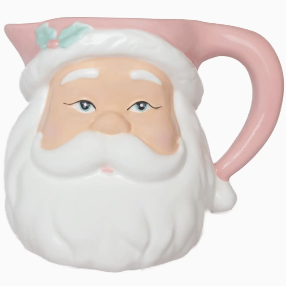 54 oz Pink Santa Ceramic Pitcher Christmas
