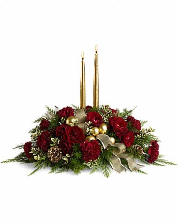 Crimson and Candlelight Flower Bouquet