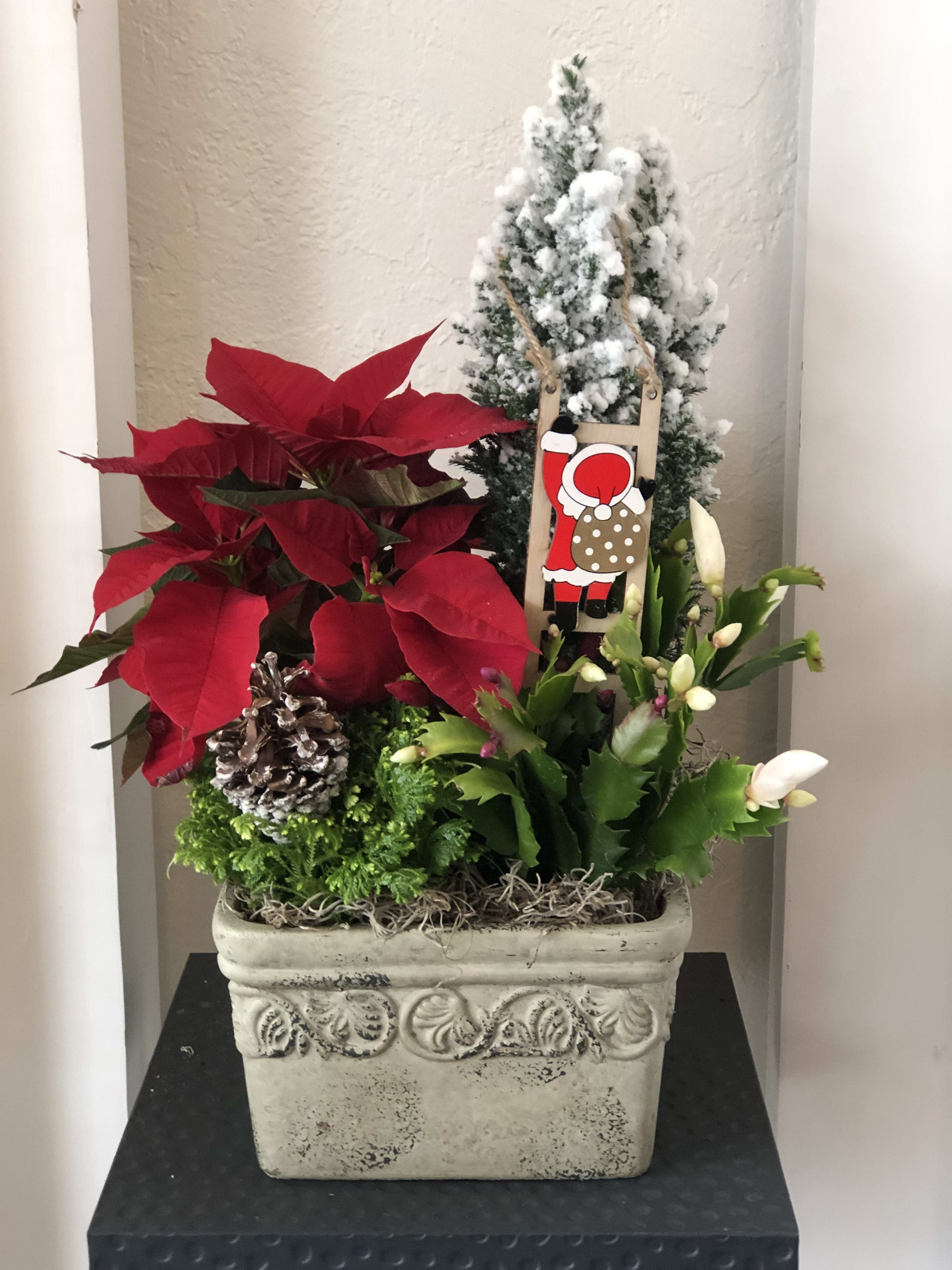 ceramic Christmas Santa garden Flower Bouquet