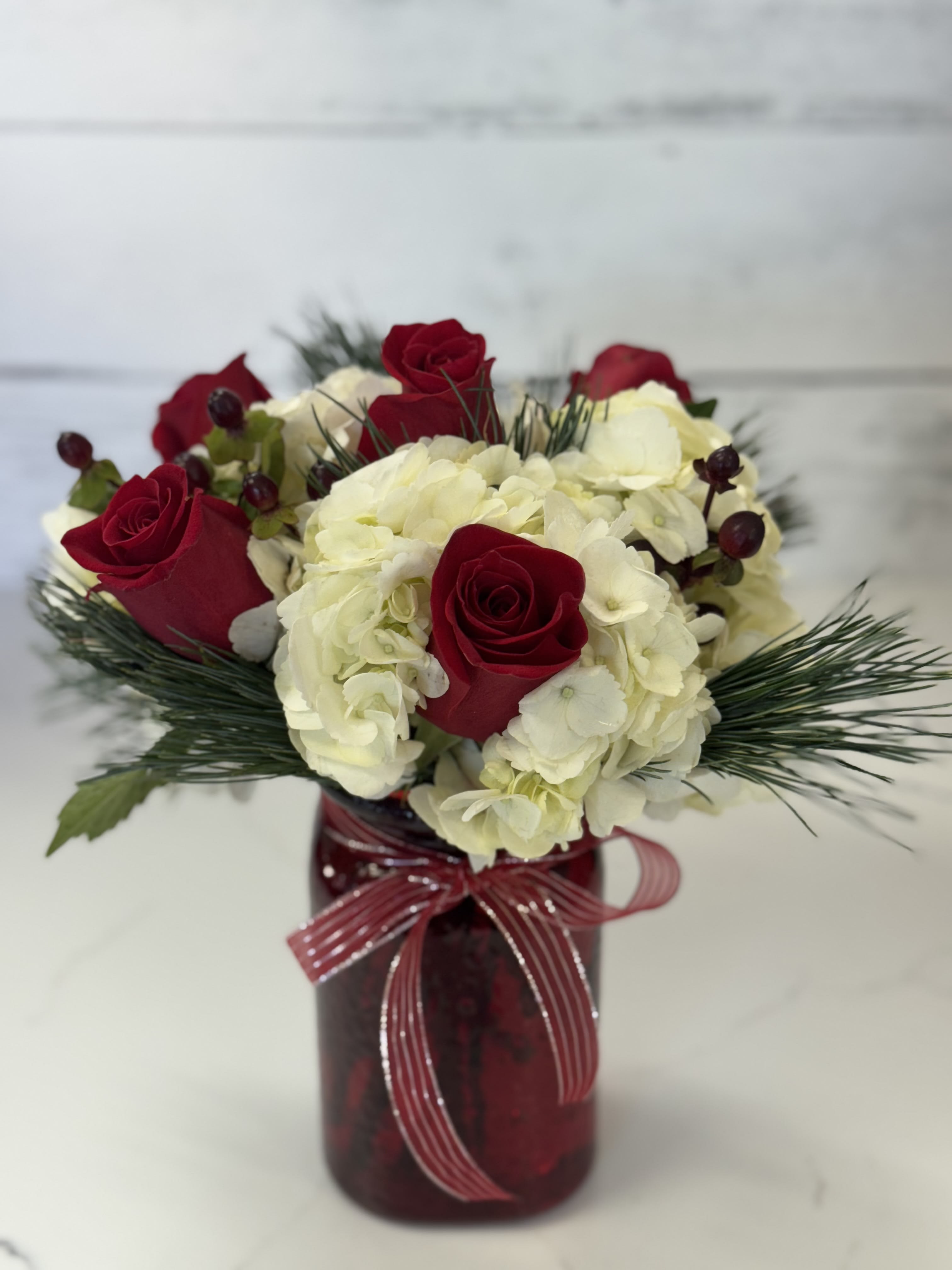 Christmas Rose and Hydrangea Jar