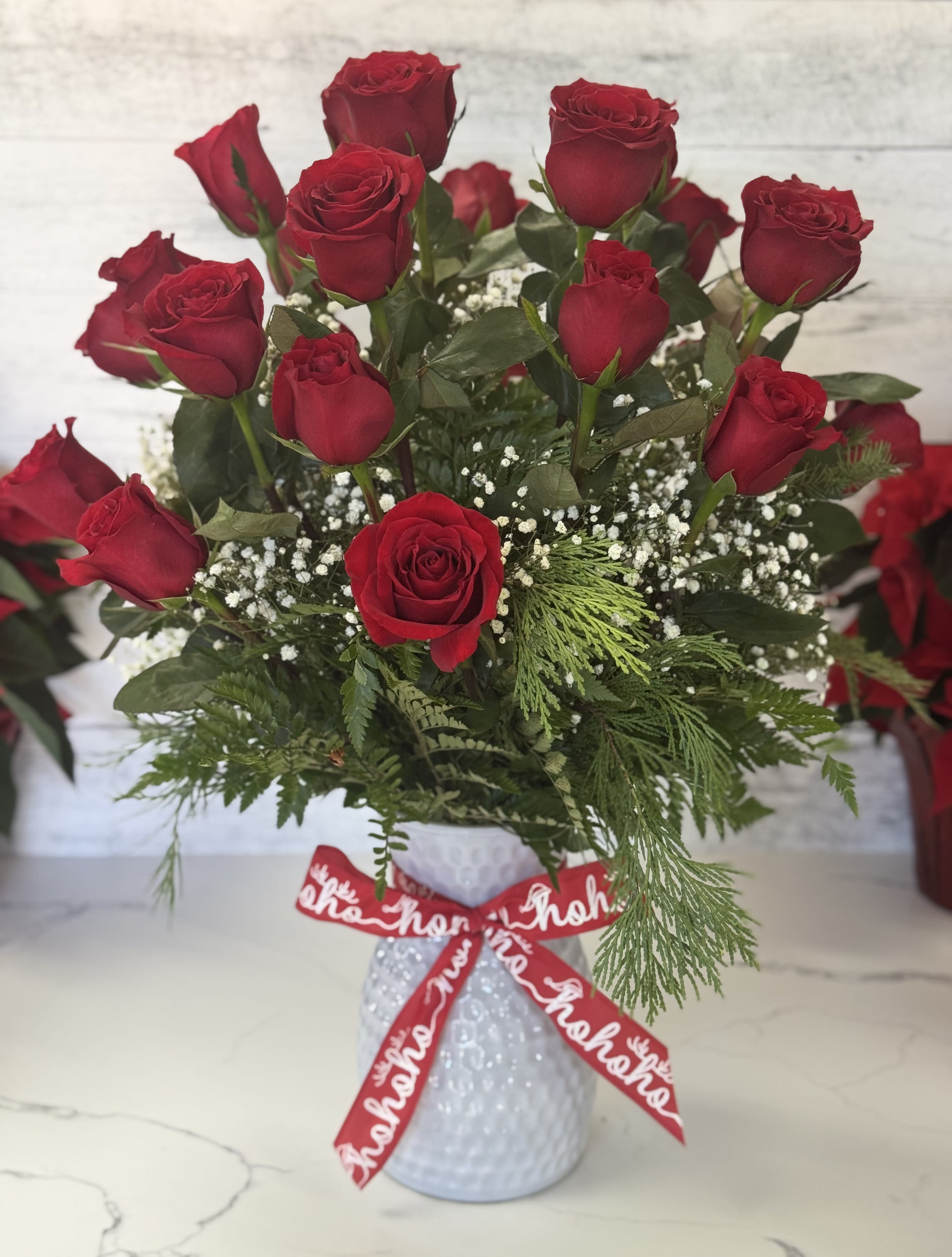 Christmas Two Dozen Rose Vase