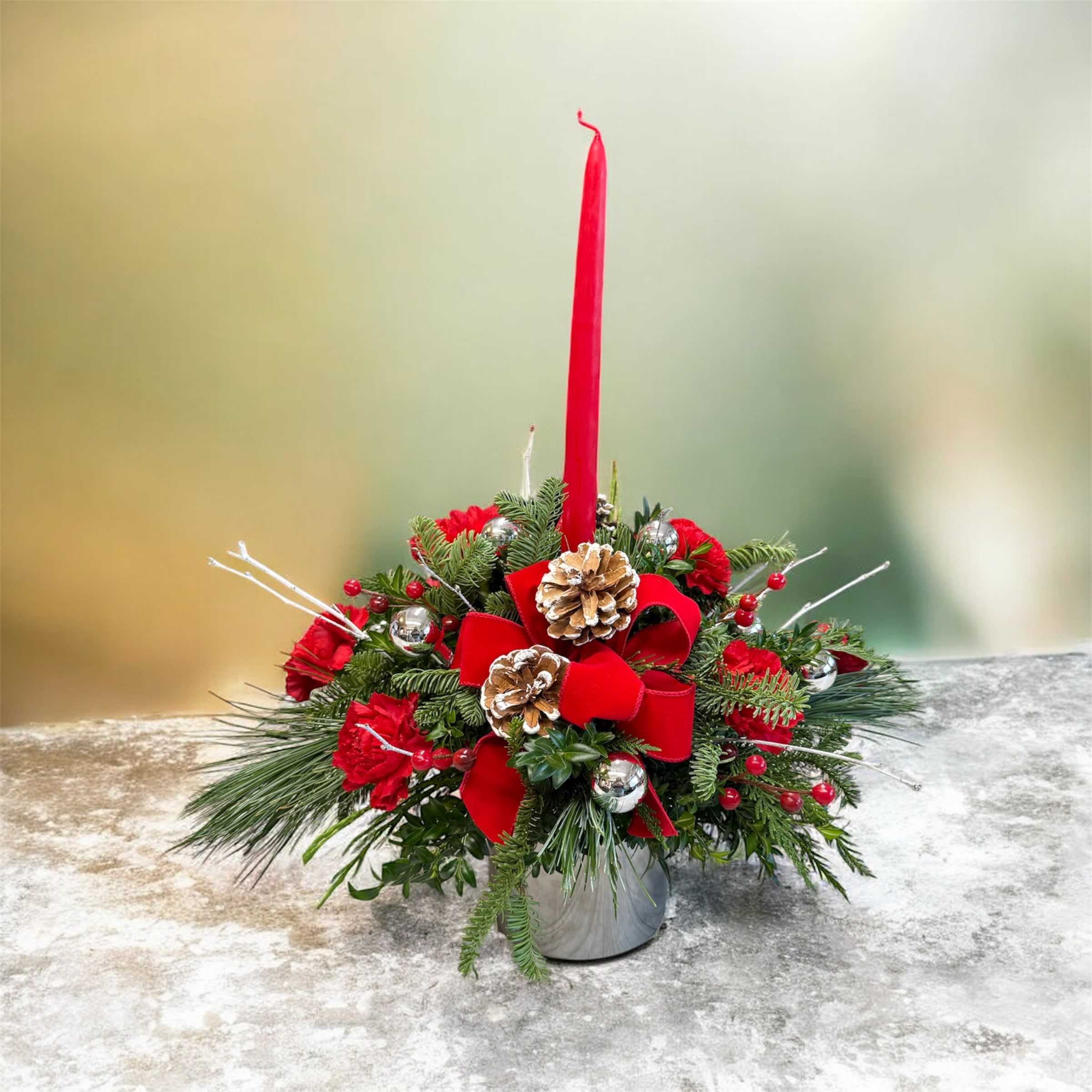 Holiday Cheer Centerpiece Flower Bouquet