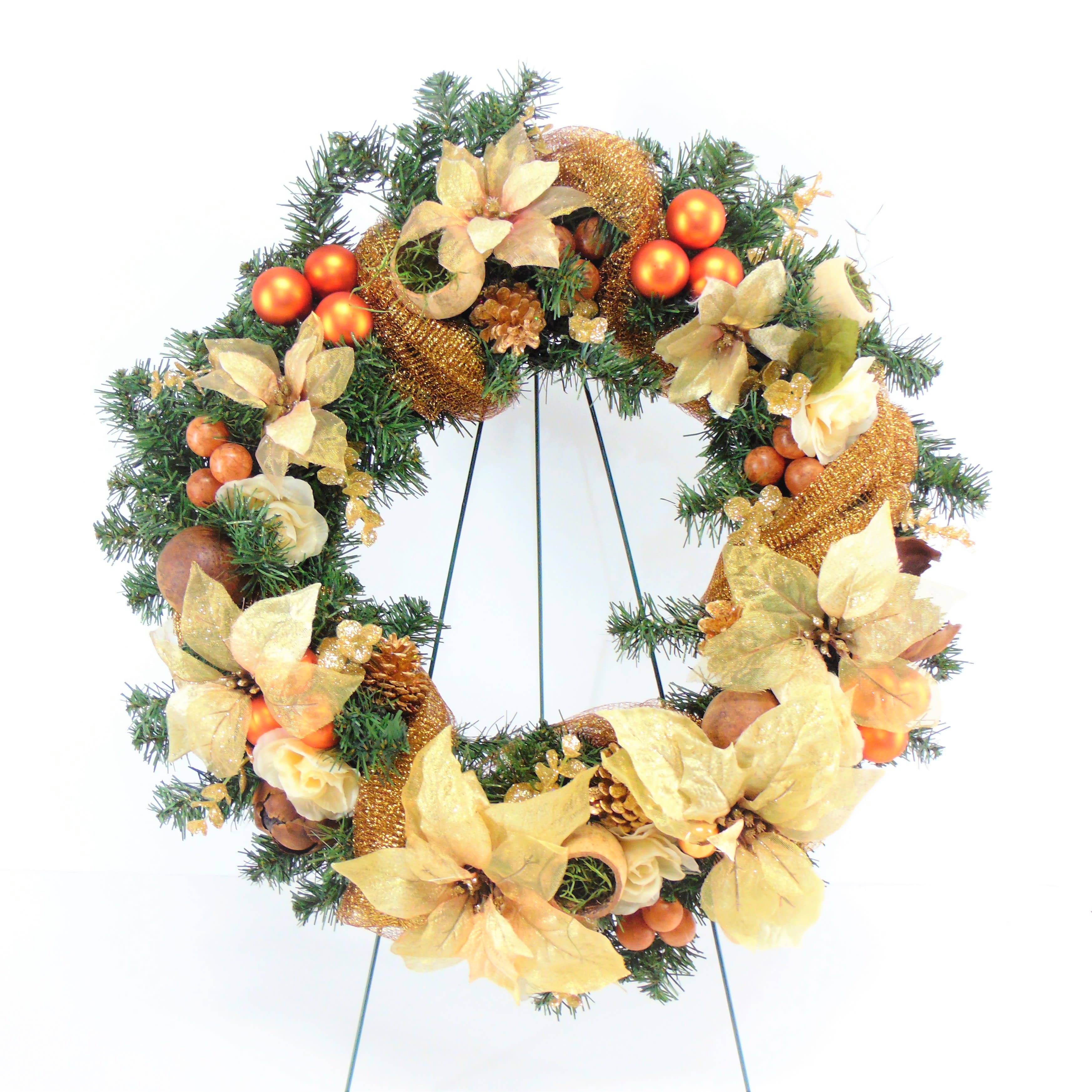 Everlasting Gold & Bronze Wreath Flower Bouquet