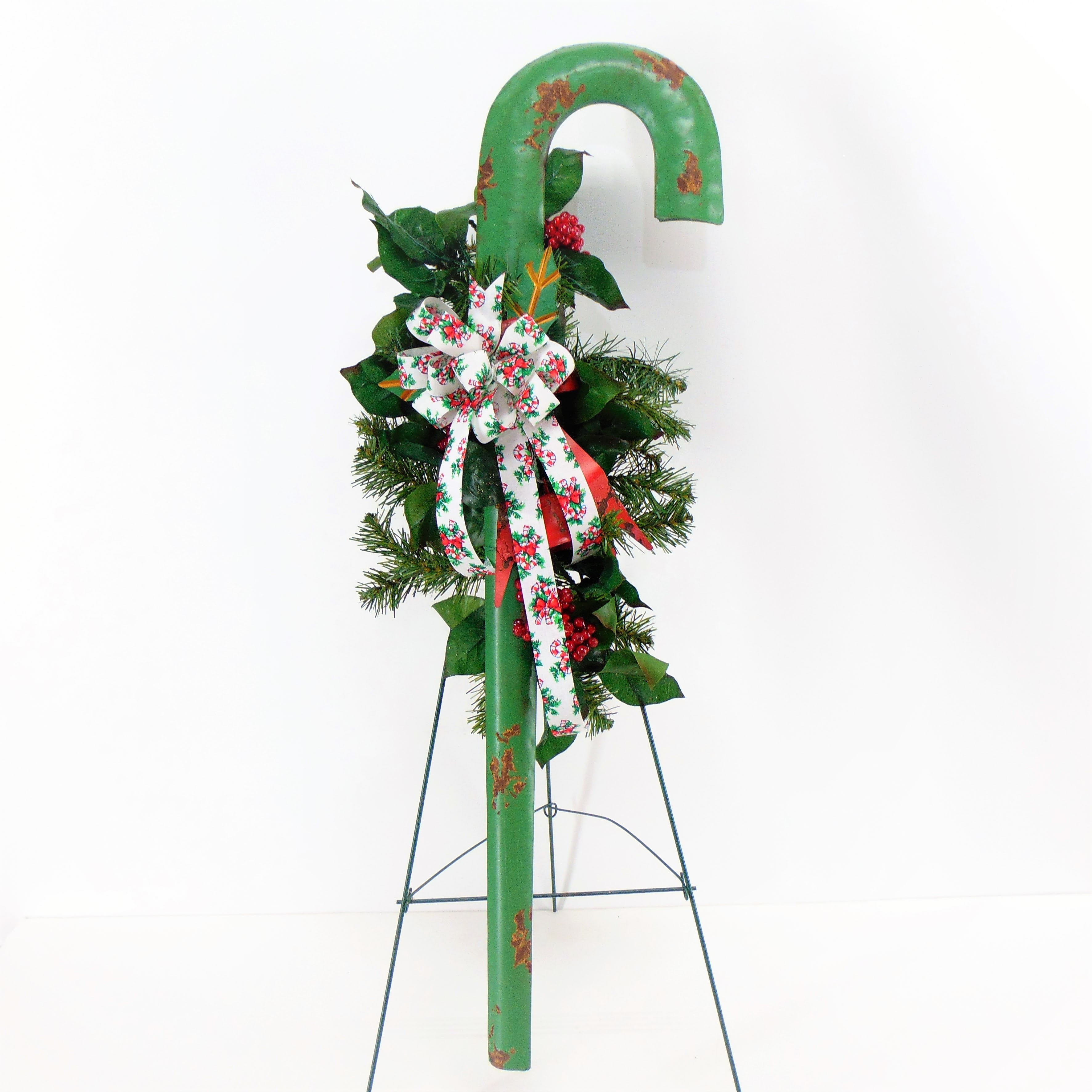 Vintage Style Cane in Green Flower Bouquet