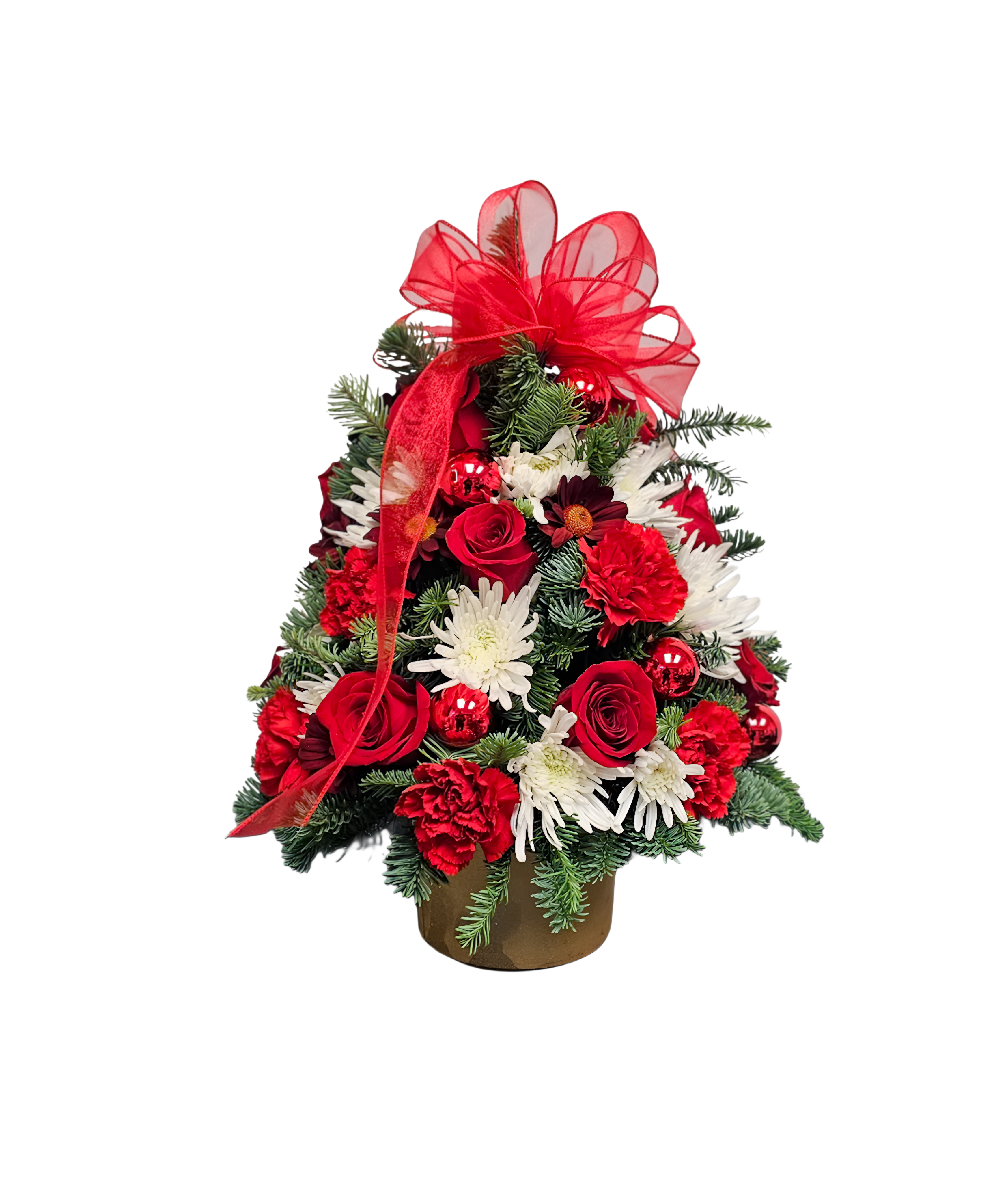 ND-26 Arbolito navideño de claveles, pompones, rosas y margaritas