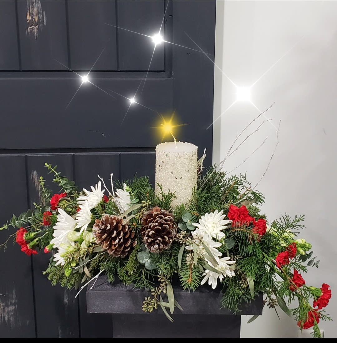 Sparkle of Christmas Candle Centerpiece Flower Bouquet