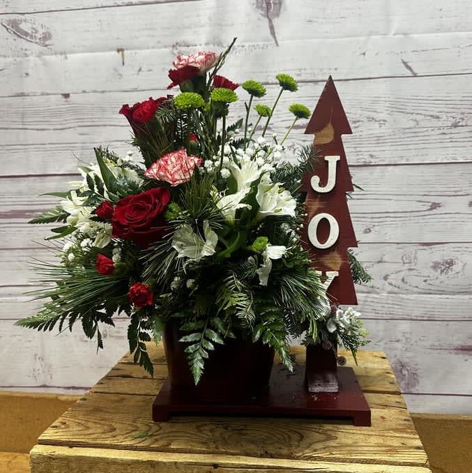 Joy Planter With Fresh Floral Arrangement