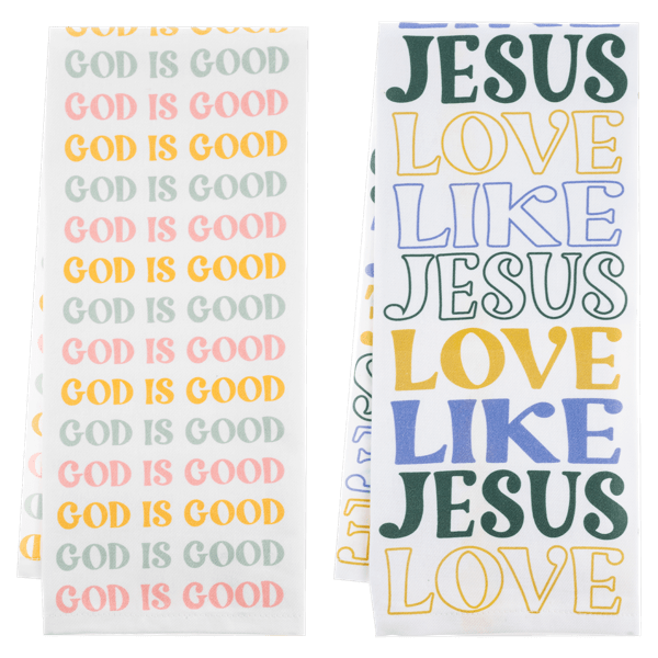 Colorful Love Like Jesus & God is Good Tea Towel