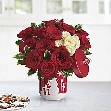 Roses and Holly Flower Bouquet