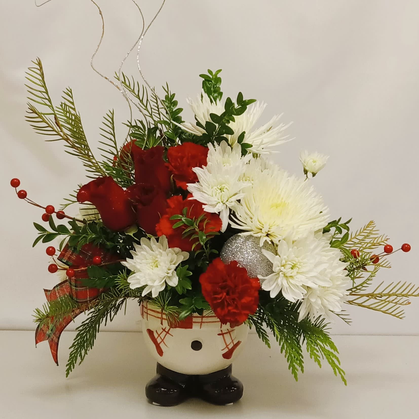 Santa Boot Arrangement Flower Bouquet