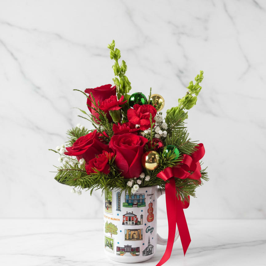 Custom Conway Mug of Christmas Cheer Flower Bouquet