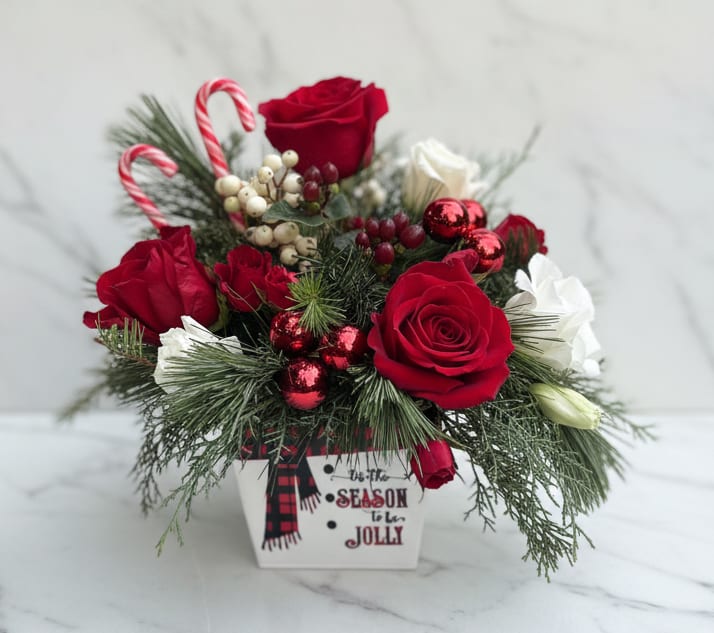 Custom Cristmas Box Arrangement Flower Bouquet