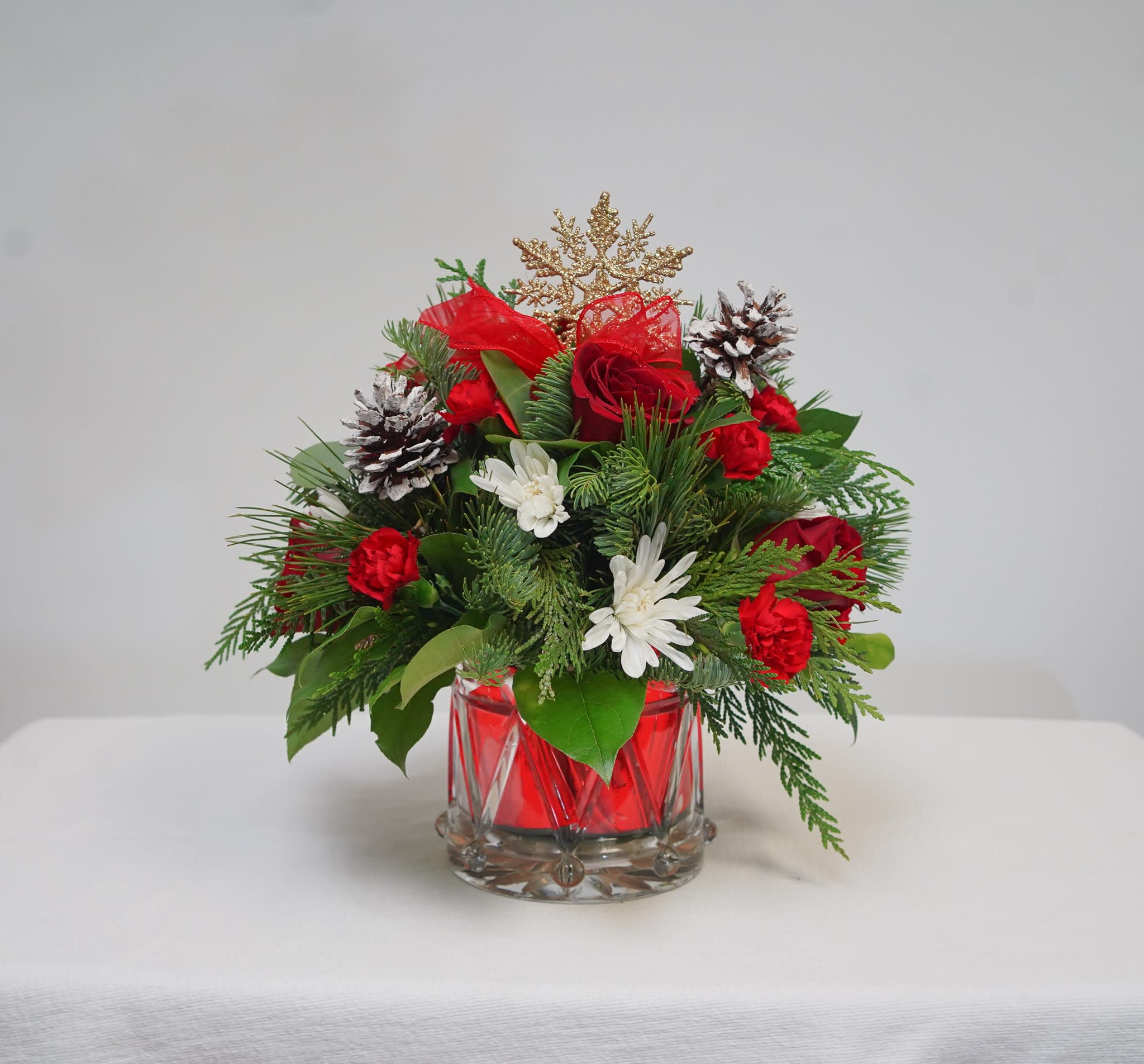 ND-36 Arreglo navideño de pixies, rosas y pompones