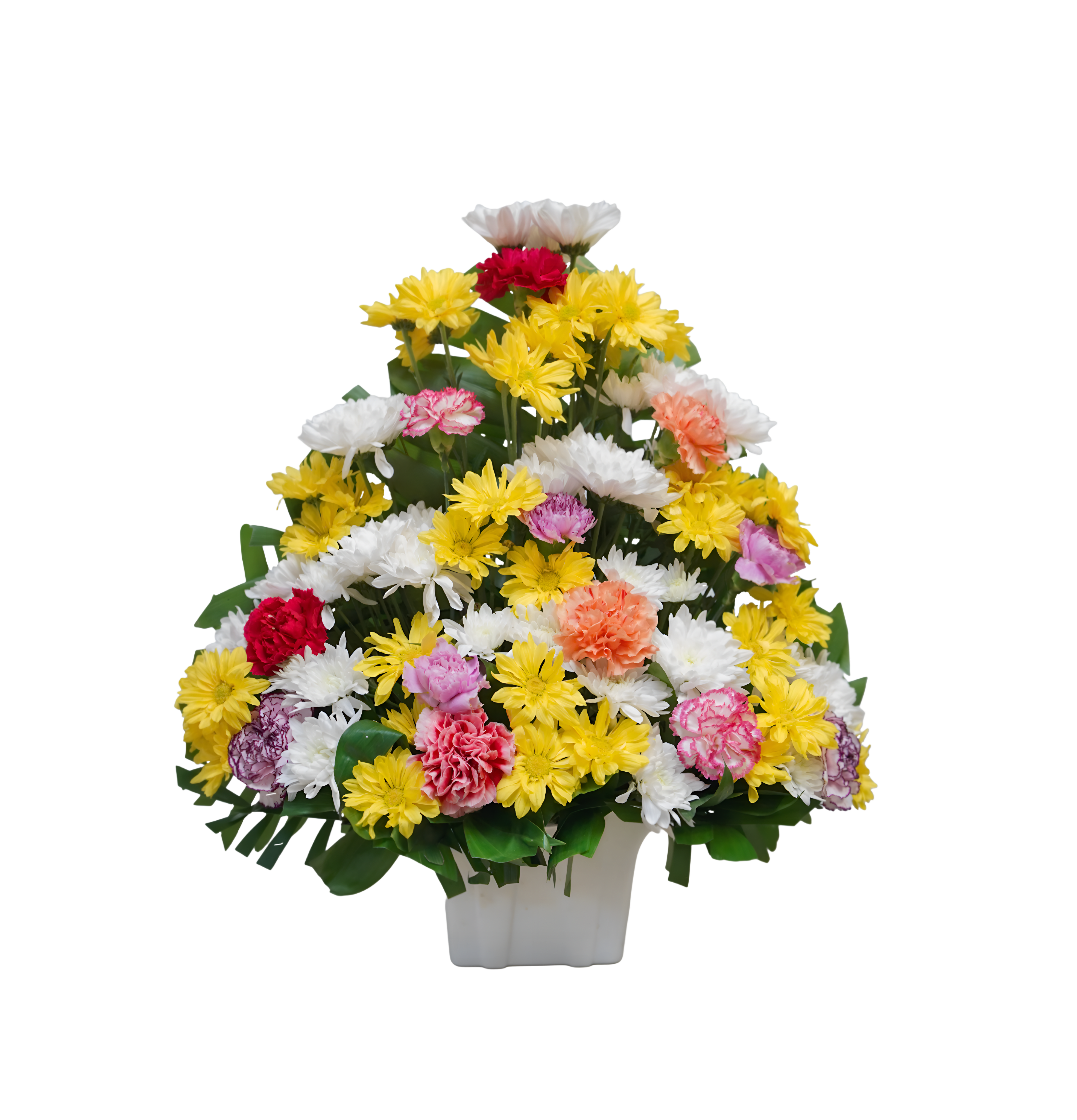 CF-1 Canasta funeral de margaritas y claveles Flower Bouquet