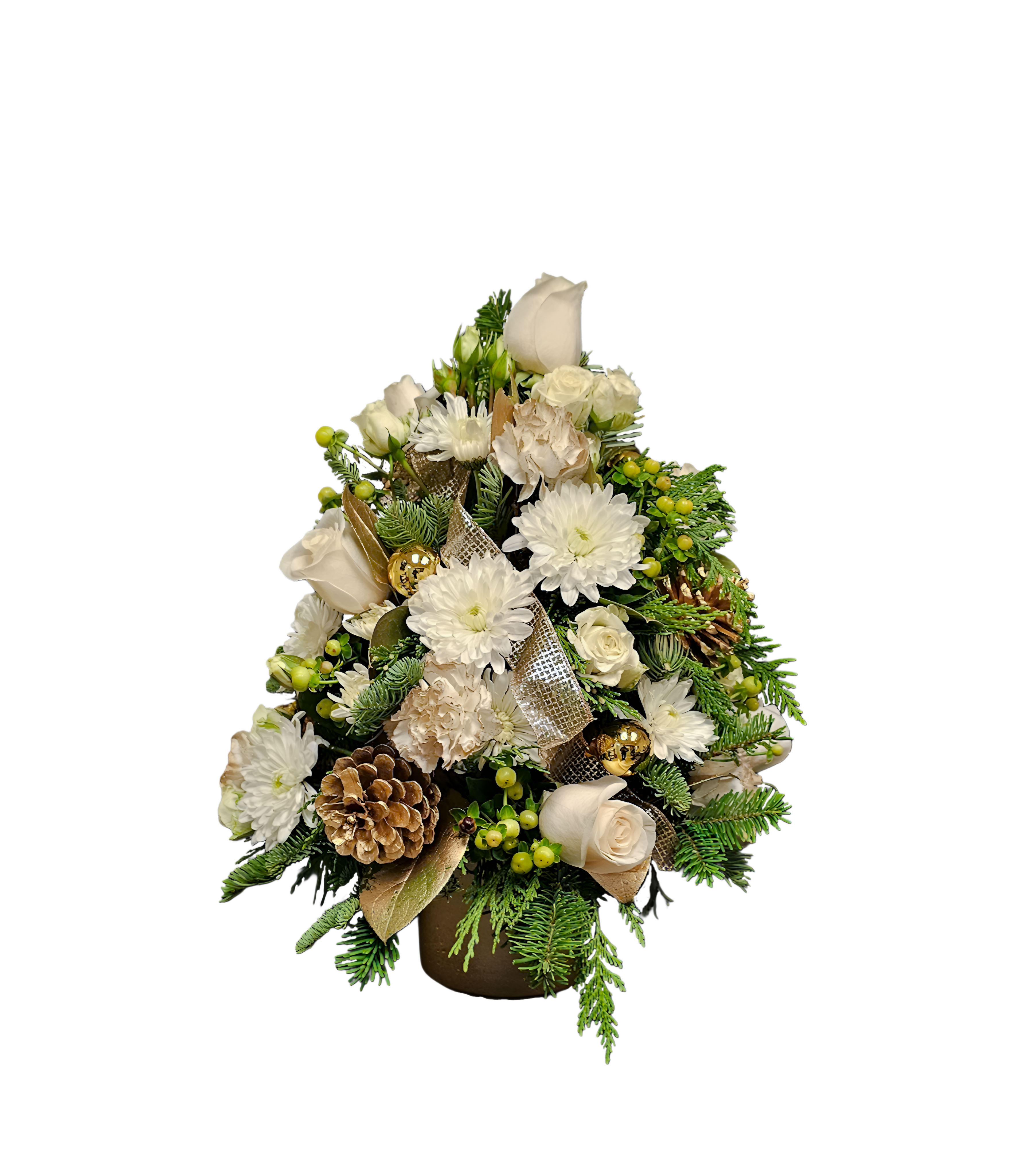 ND-38 Arbolito navideño con rosas, claveles y pompones