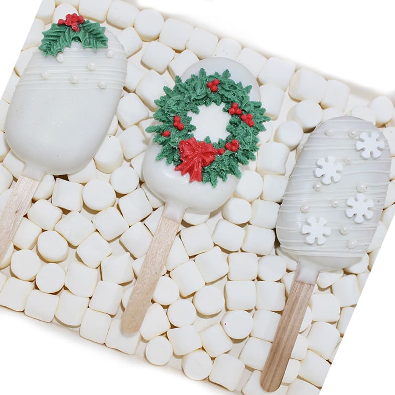 6 White Xmas Cakesicles