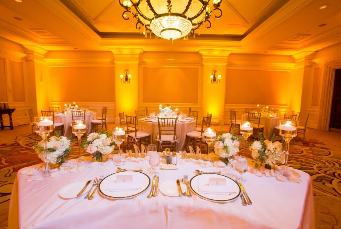 Bride and groom table flowers by Tropical Arrangements, Randallstown MD