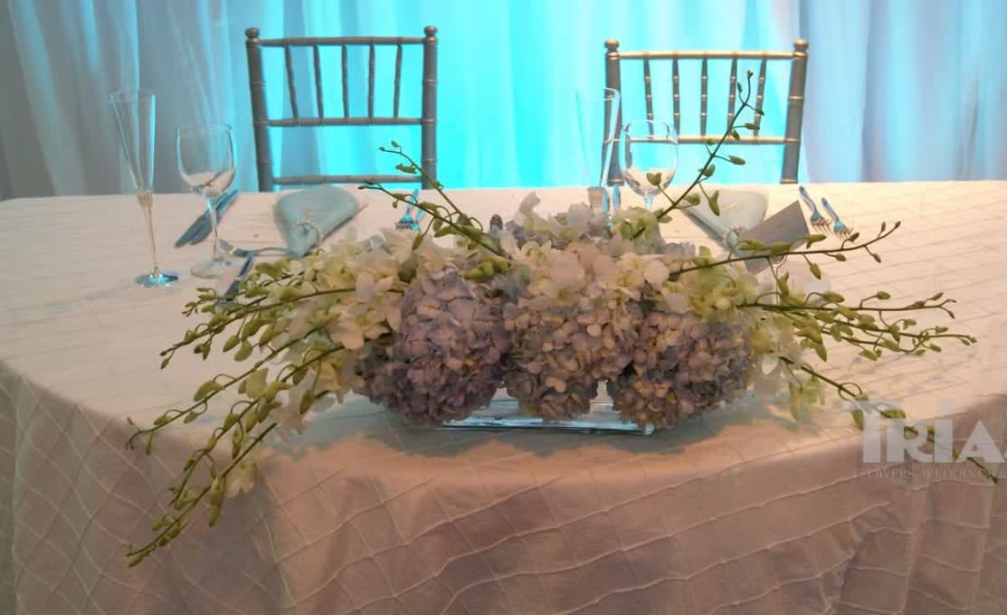 Bride and groom table flowers by Tropical Arrangements, Randallstown MD