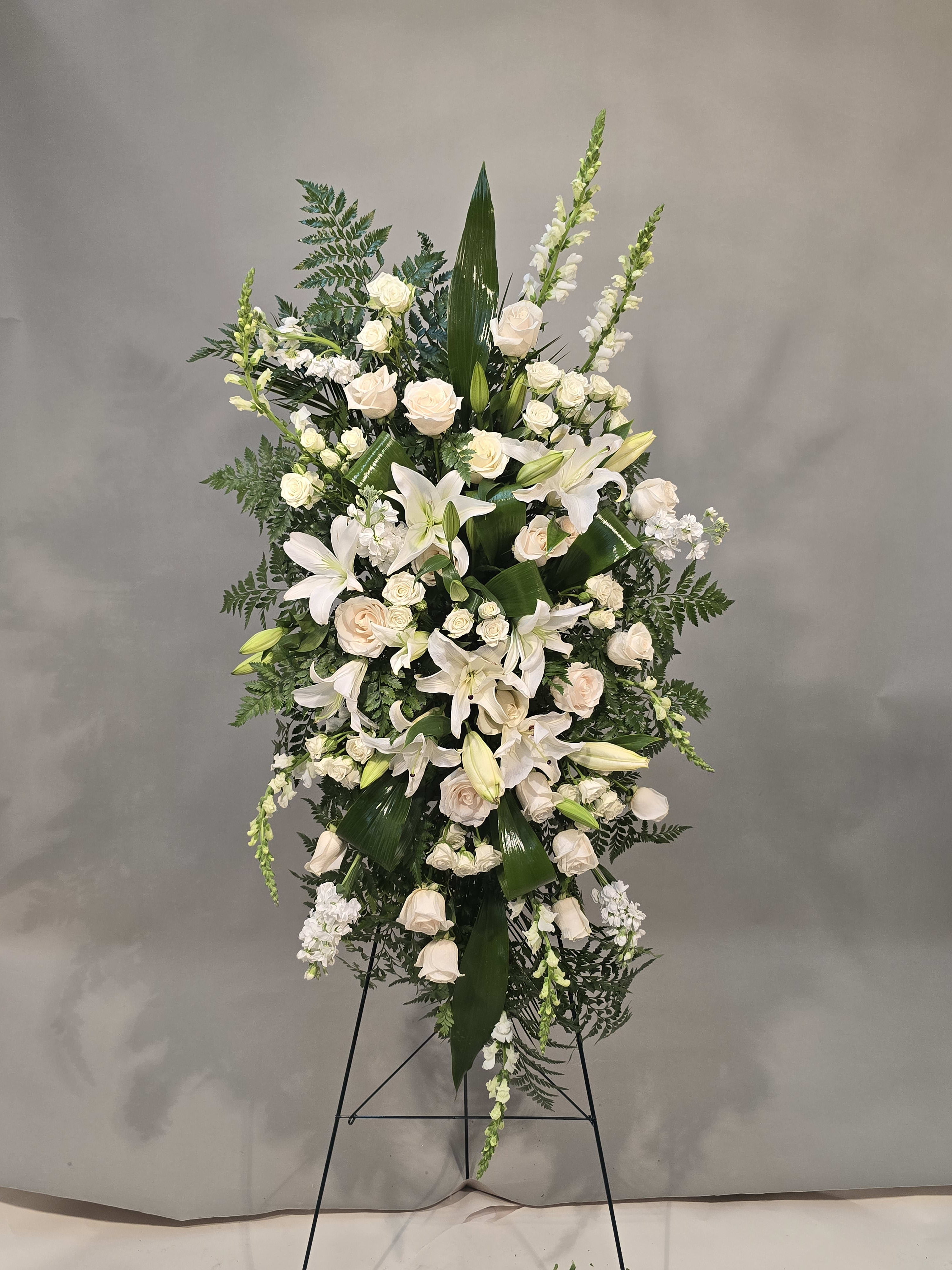 WHITE ELEGANT EMBRANCE STANDING SPRAY