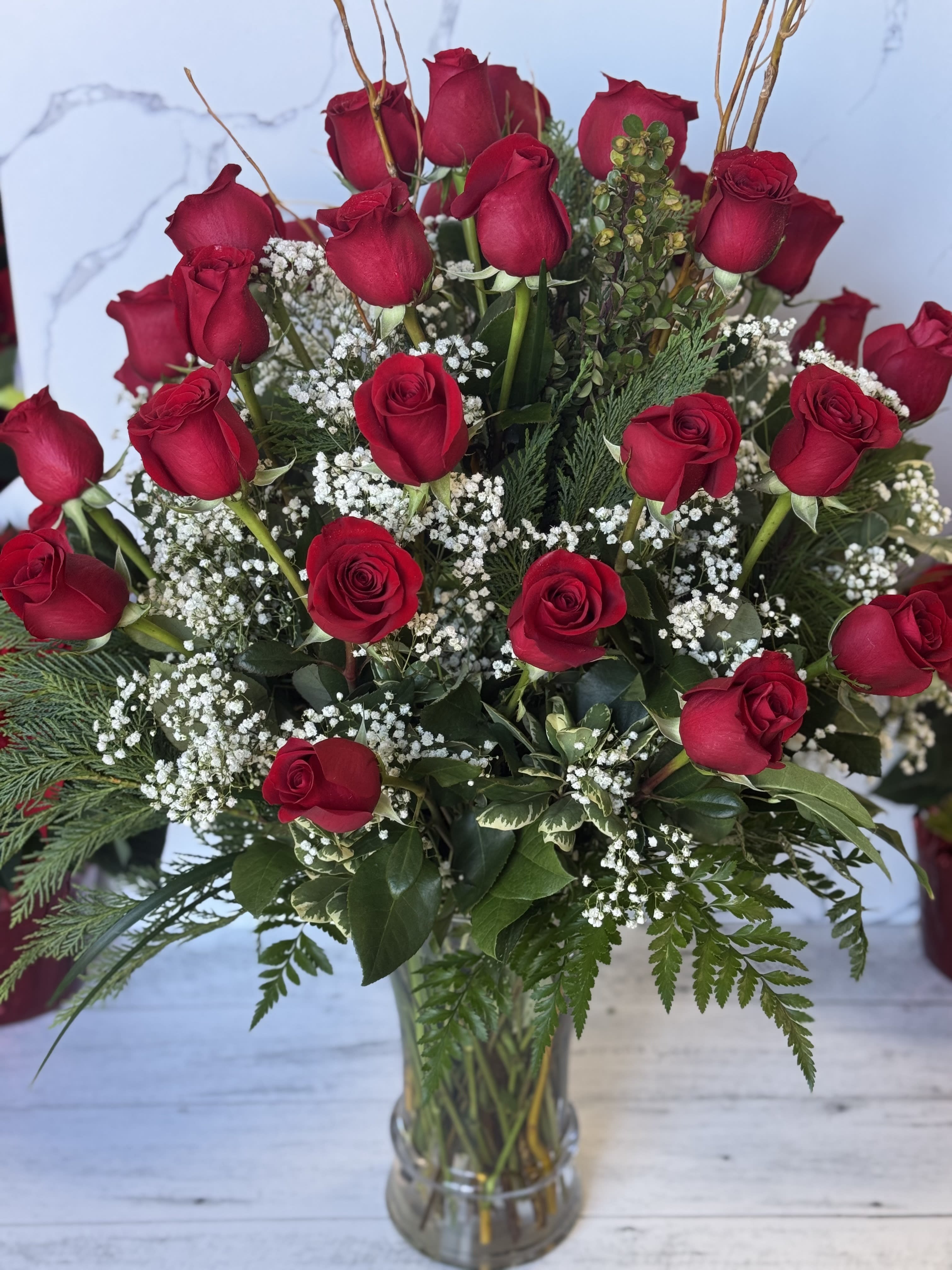 Christmas Three Dozen Rose Vase