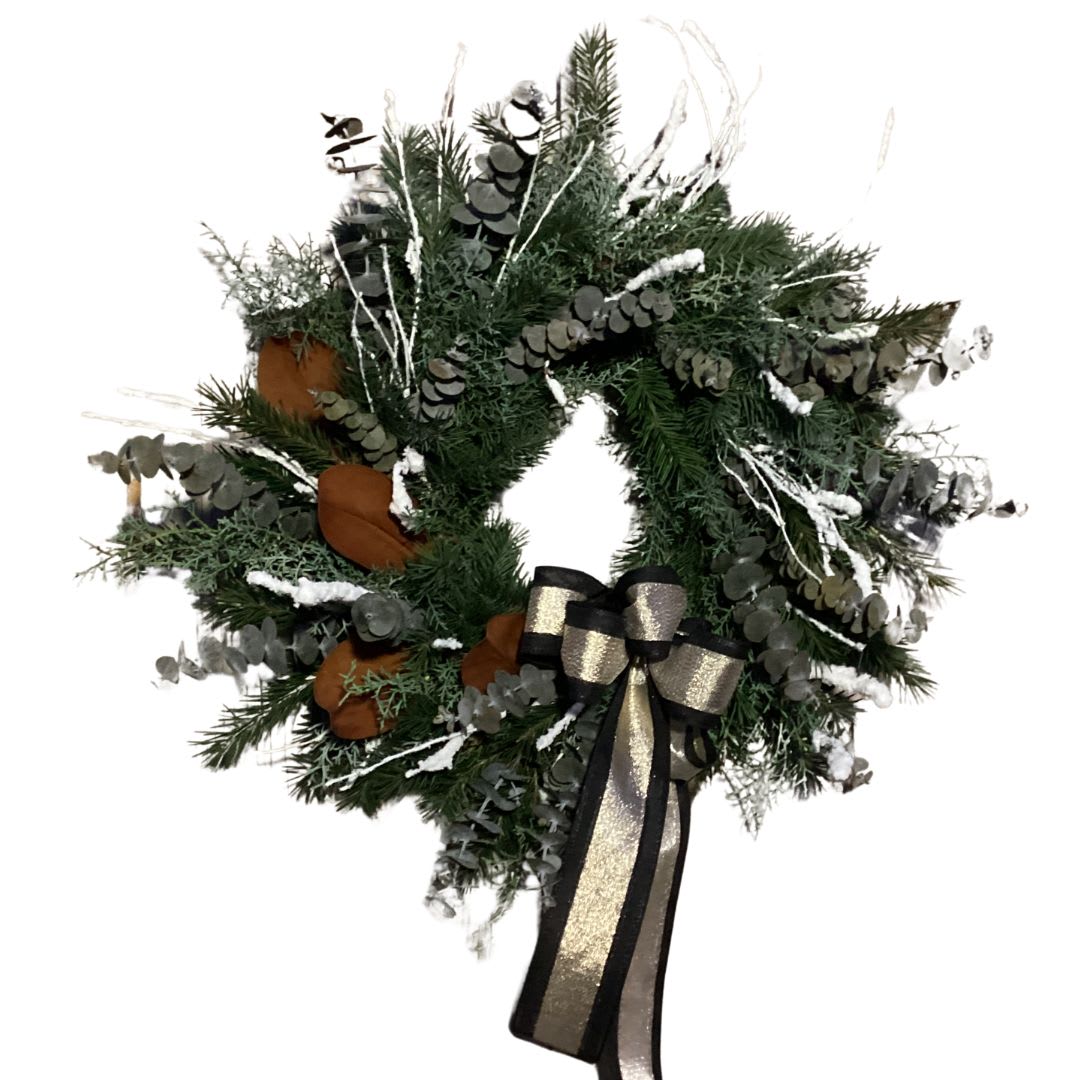 Midnight Winter Eucalyptus Wreath Flower Bouquet