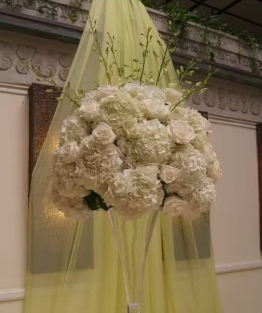 Wedding arch and altar flowers by Tropical Arrangements, Randallstown MD