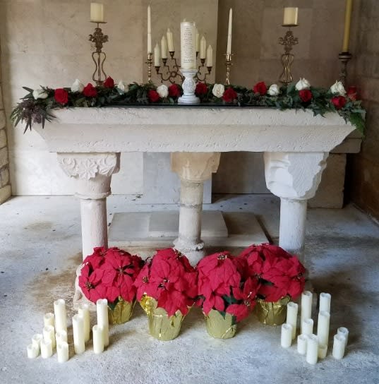 Wedding arch and altar flowers by Tropical Arrangements, Randallstown MD