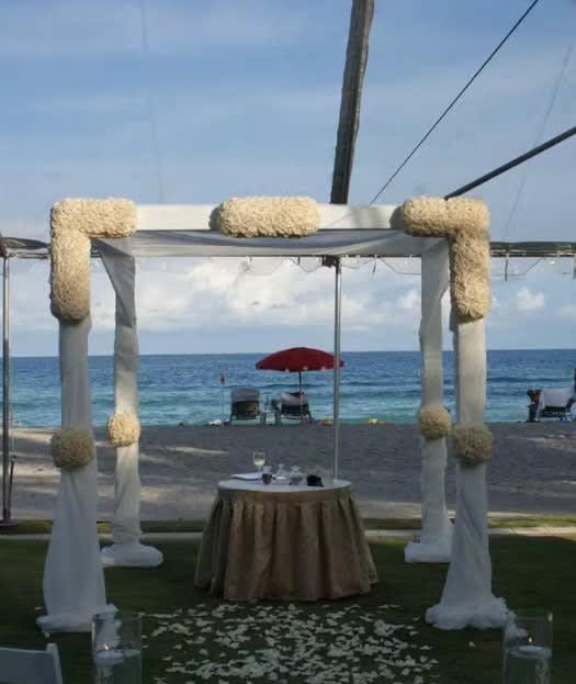 Wedding arch and altar flowers by Tropical Arrangements, Randallstown MD