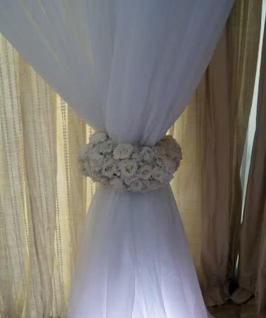 Wedding arch and altar flowers by Tropical Arrangements, Randallstown MD