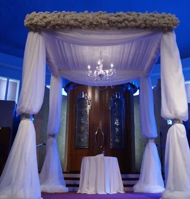 Wedding arch and altar flowers by Tropical Arrangements, Randallstown MD