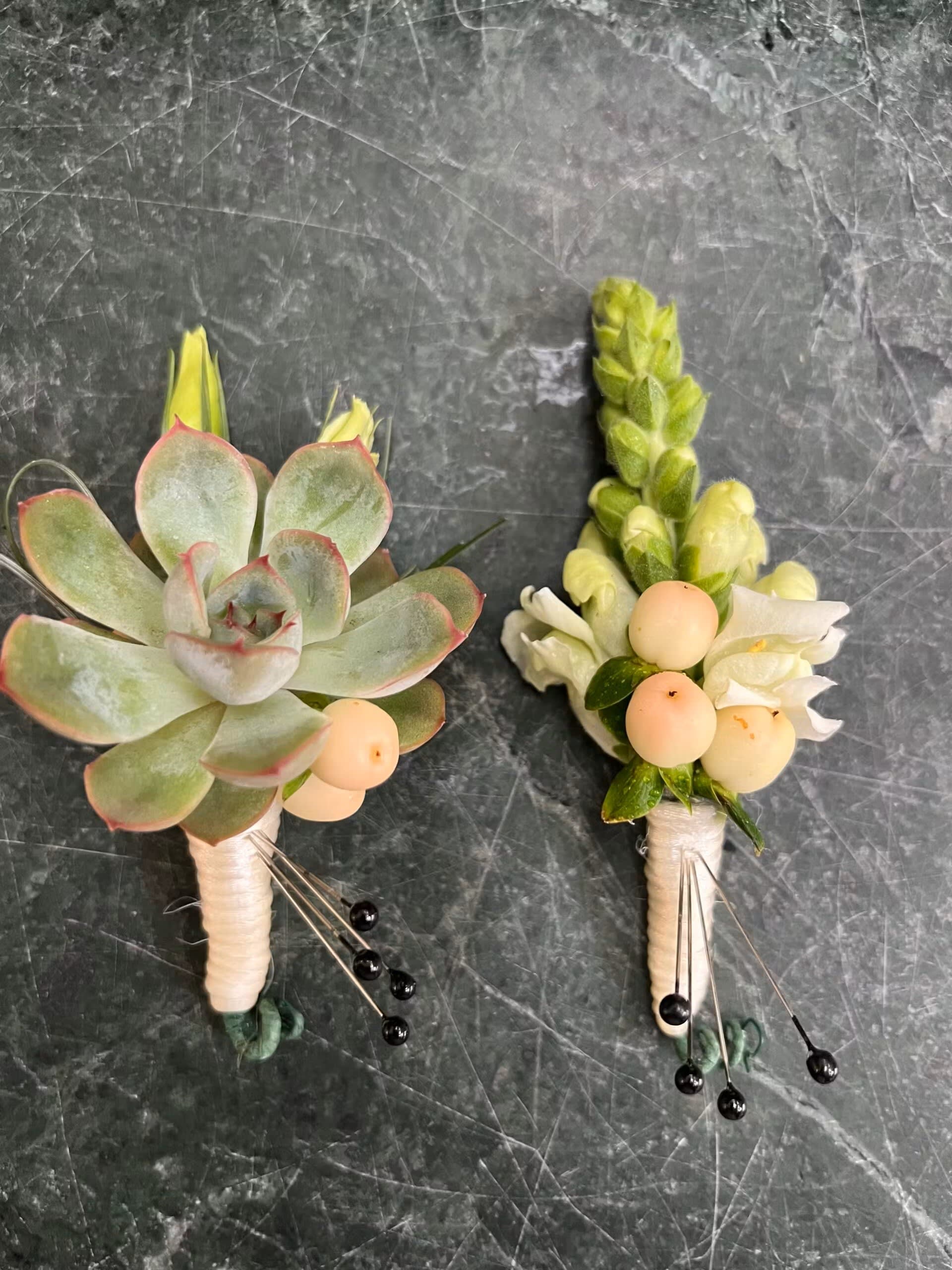 Wedding boutonniere or corsage by Tropical Arrangements, Randallstown MD