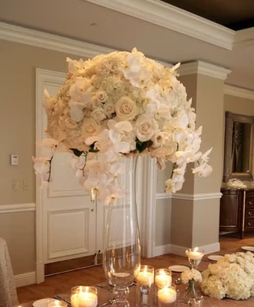 Tall wedding centerpiece by Tropical Arrangements, Randallstown MD