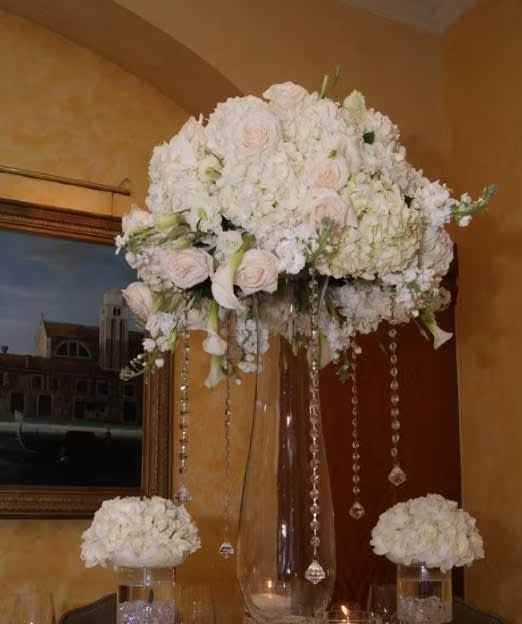 Tall wedding centerpiece by Tropical Arrangements, Randallstown MD