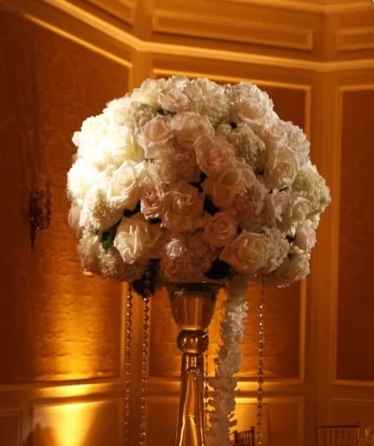 Tall wedding centerpiece by Tropical Arrangements, Randallstown MD