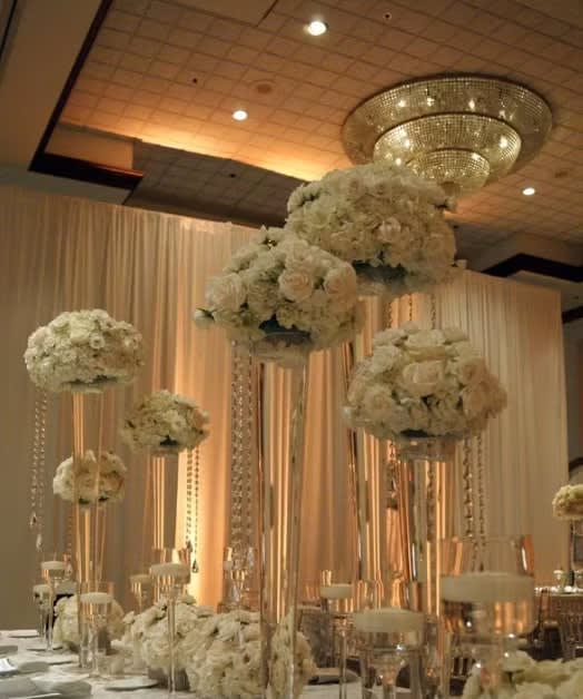 Tall wedding centerpiece by Tropical Arrangements, Randallstown MD
