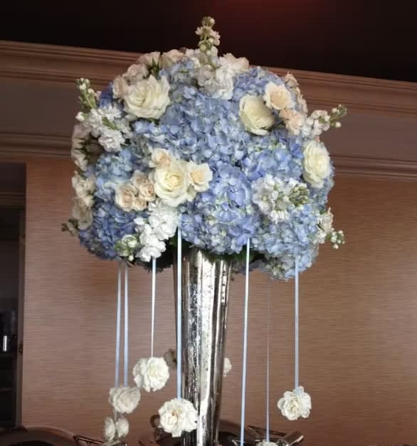 Tall wedding centerpiece by Tropical Arrangements, Randallstown MD