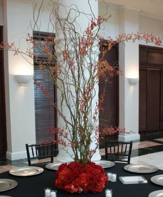 Tall wedding centerpiece by Tropical Arrangements, Randallstown MD